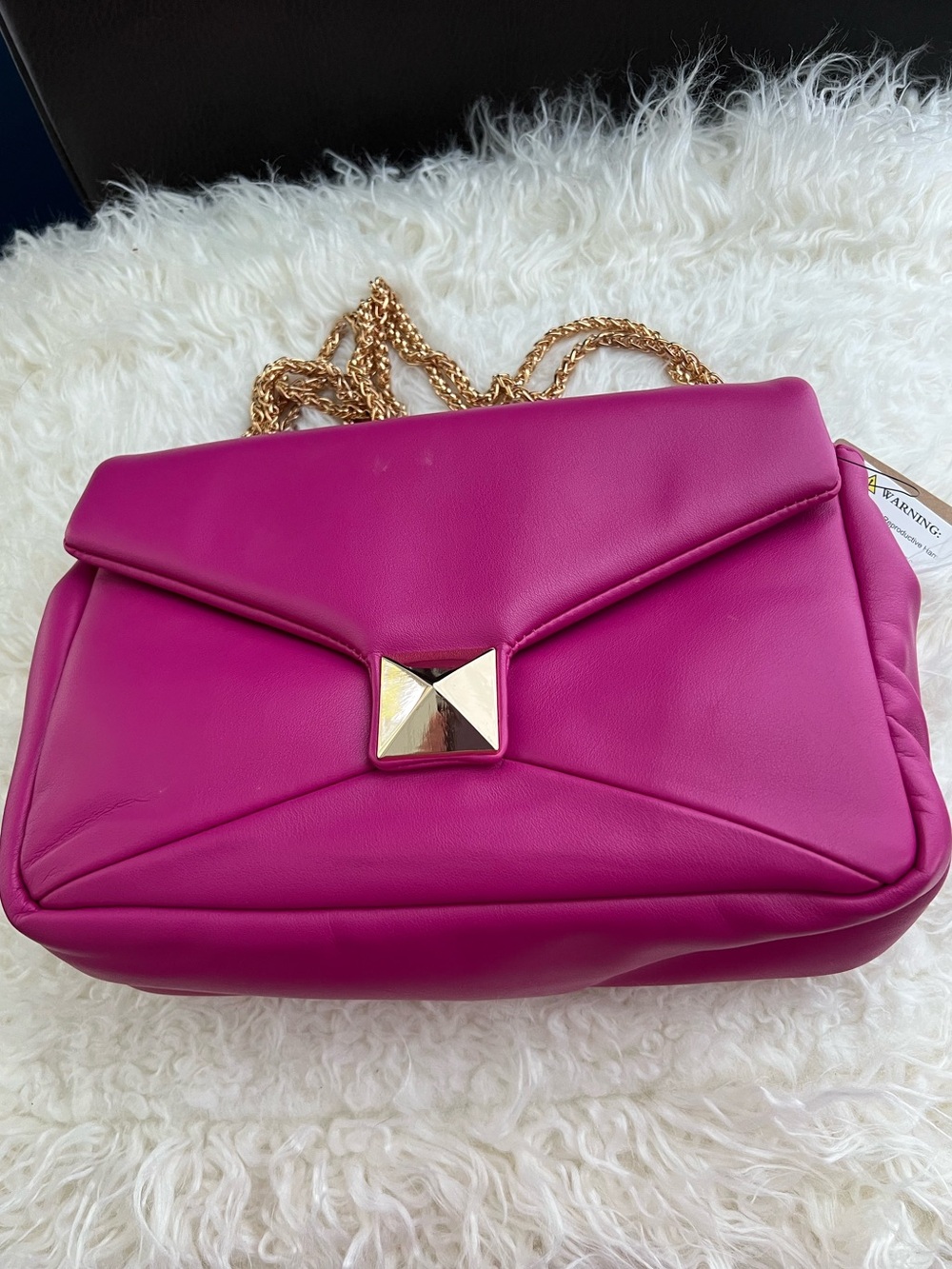 Fuchsia Quilted Chain Shoulder Bag - Unbranded